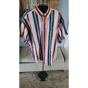 Vintage Chaps Ralph Lauren Short Sleeve Striped Button-Down Shirt – 90s...